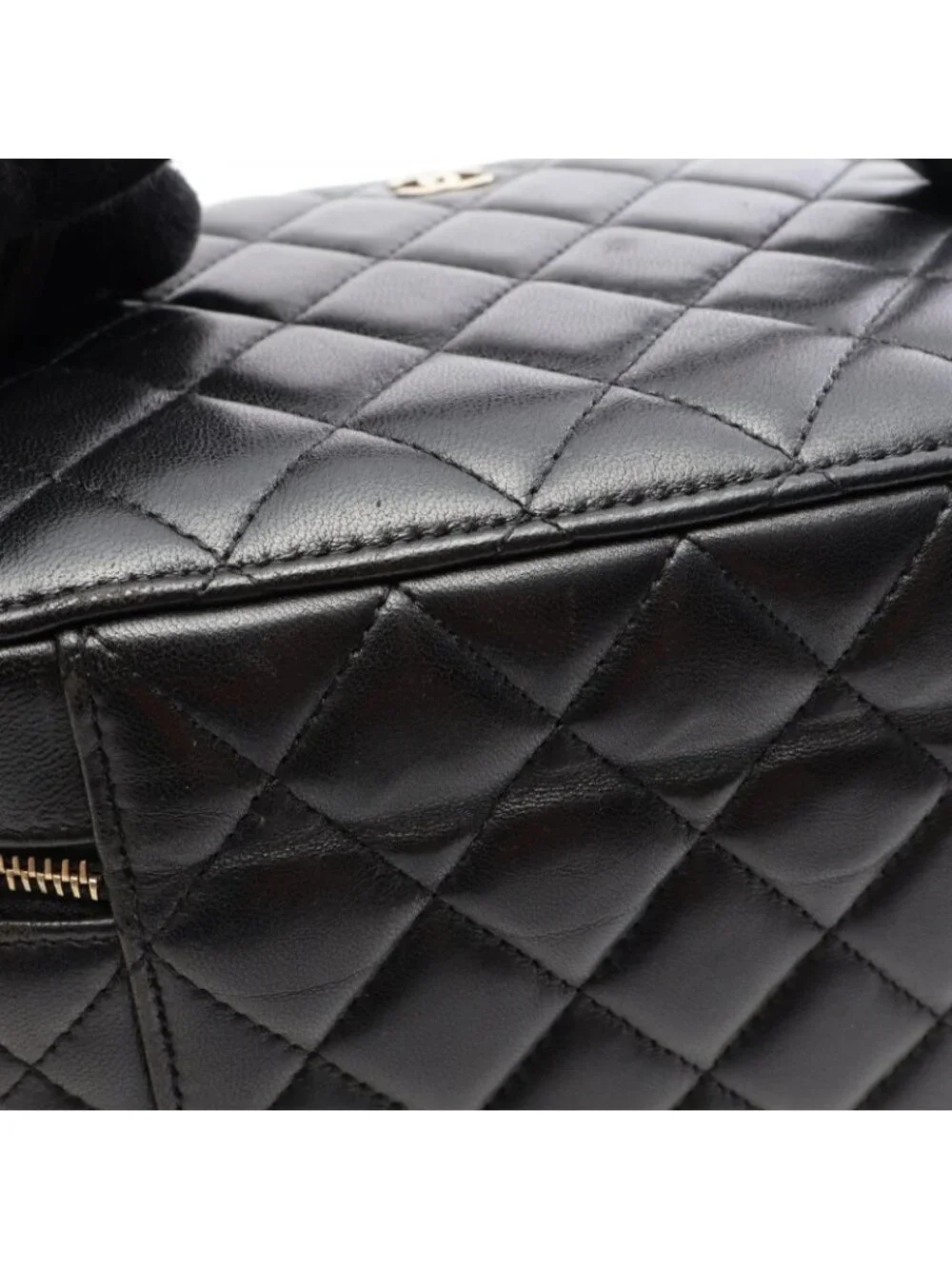 Chanel Handbag Quilted Black Lambskin Vanity
